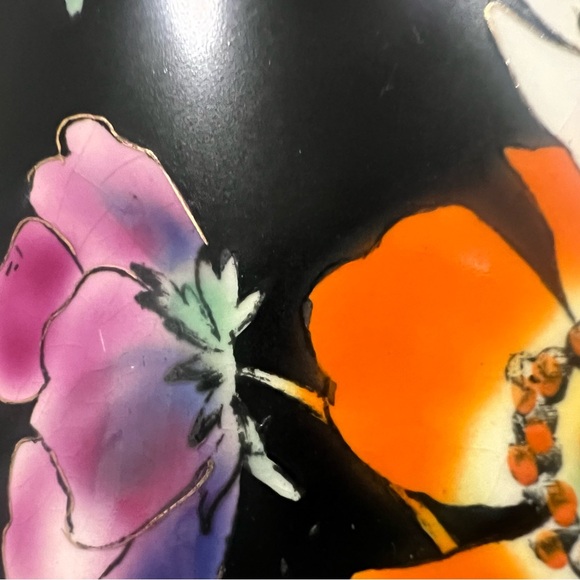 Vintage FALCON WARE "The Dell" Floral Art Deco Pitcher Black Green Hand Painted - Picture 6 of 16